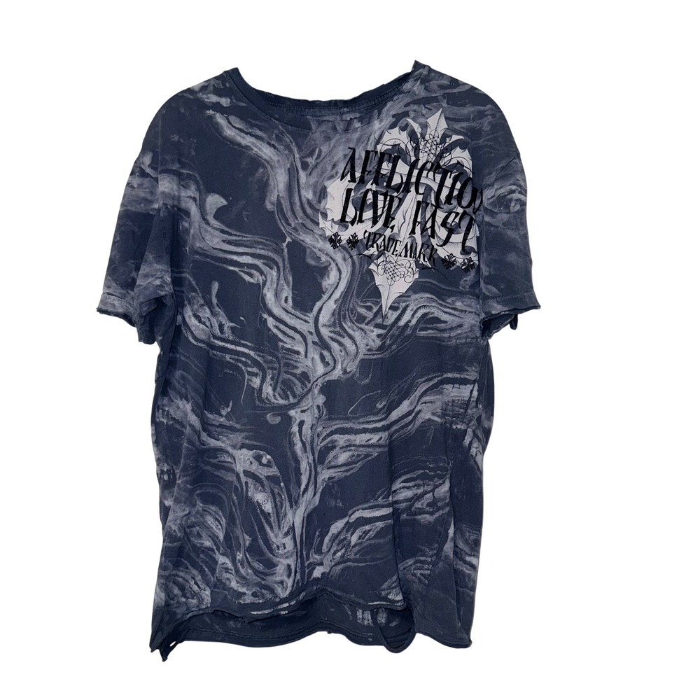 Rare Vintage Affliction Grey Marble Wash Live Fast Graphic‎ T-Shirt Mens Medium